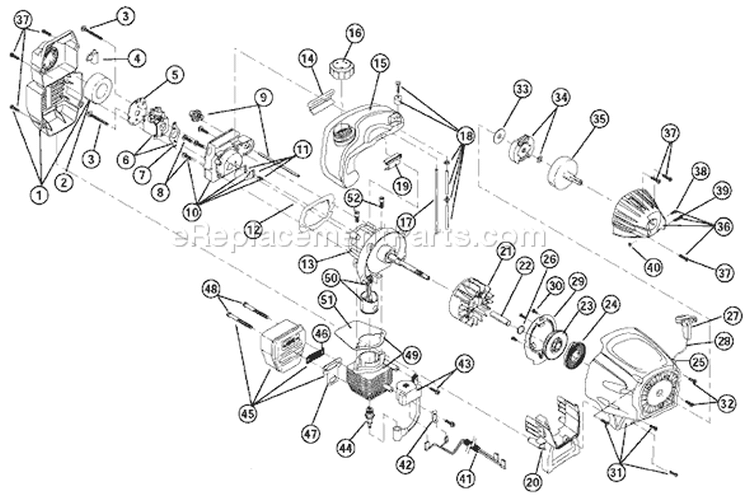 Page B Diagram and Parts List for YM90 41ADY90C401 Yard Man Trimmer